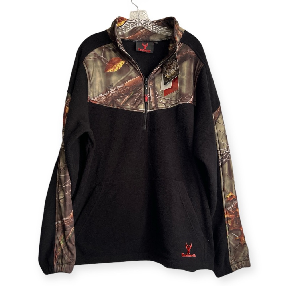 Huntworth Men's XL Performance 1/4 Zip Fleece OakTree EVO Black NWT